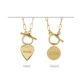 14K White Engravable Heart Toggle 18" Necklace