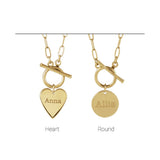 14K Yellow Gold Engravable Heart Toggle 18" Necklace