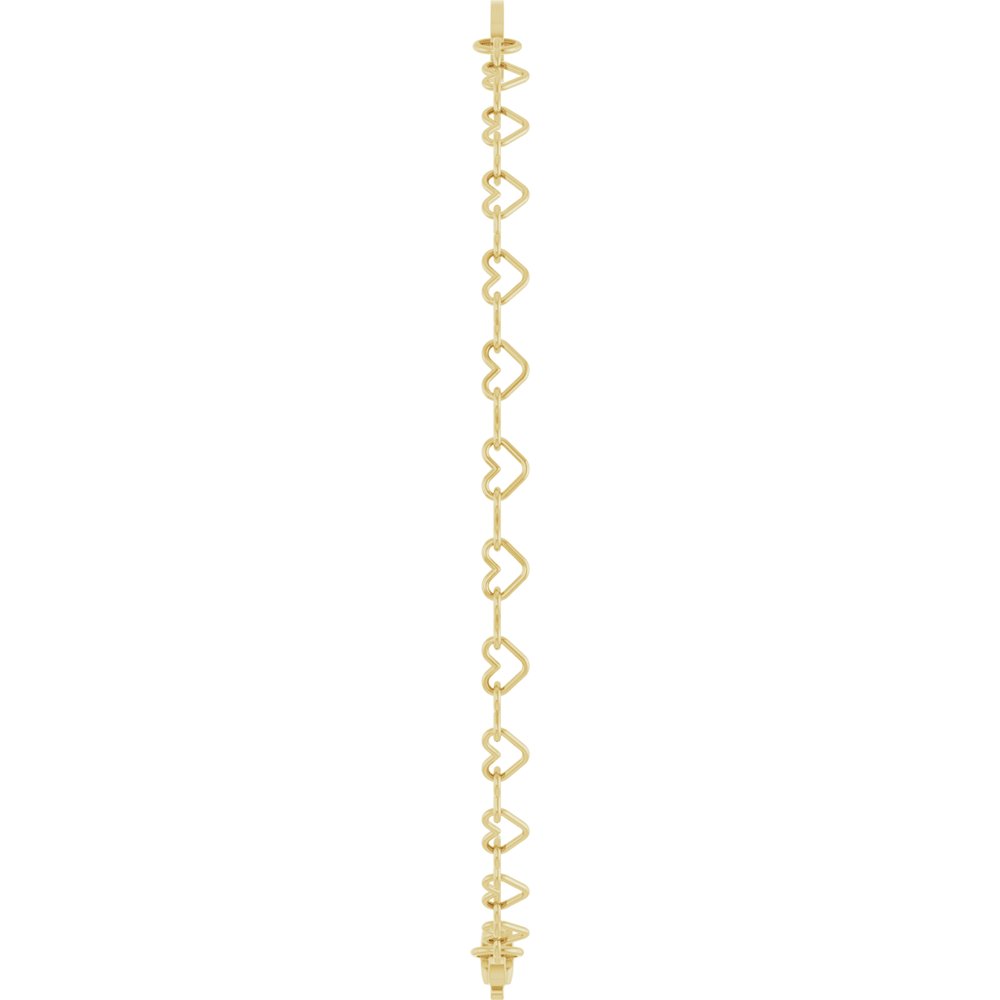 14K Yellow Gold Engravable Heart Link 7" Bracelet