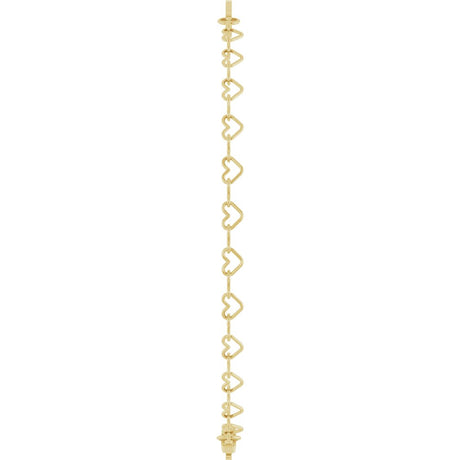 14K Yellow Gold Engravable Heart Link 7" Bracelet