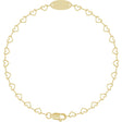 14K Yellow Gold Engravable Heart Link 7" Bracelet