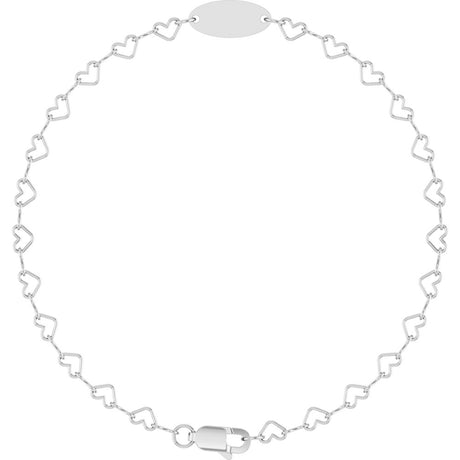 Sterling Silver Engravable Heart Link 7" Bracelet