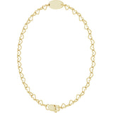 14K Yellow Gold Engravable Heart Link 7" Bracelet
