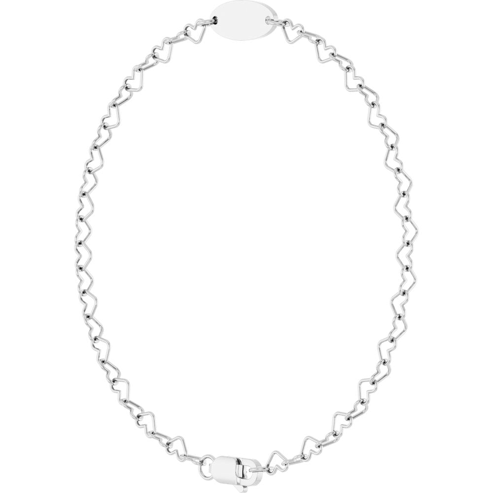 Sterling Silver Engravable Heart Link 7" Bracelet