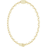 14K Yellow Gold Engravable Heart Link 7" Bracelet