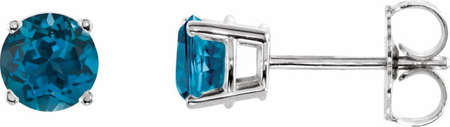 14K White Gold 5 mm Natural London Blue Topaz Earrings