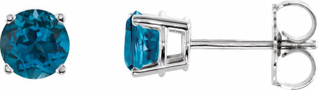 14K White Gold 5 mm Natural London Blue Topaz Earrings