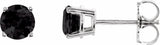 14K White Gold 5 mm Natural Black Onyx Earrings