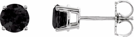 14K White Gold 5 mm Natural Black Onyx Earrings