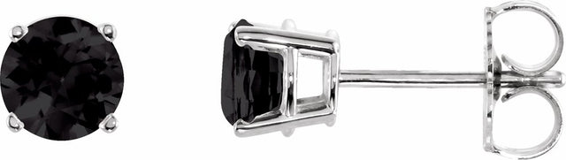 14K White Gold 5 mm Natural Black Onyx Earrings