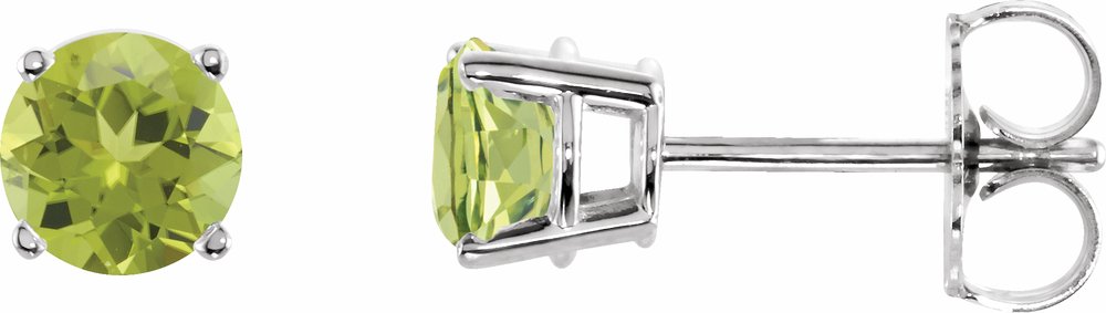 14K White Gold 5 mm Natural Peridot Earrings