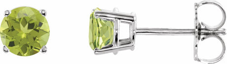 14K White Gold 5 mm Natural Peridot Earrings