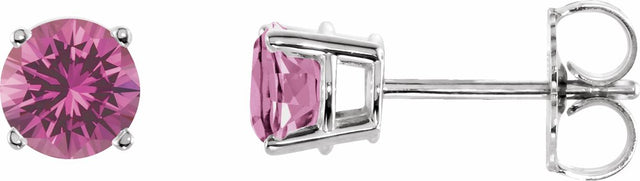 14K White Gold 5 mm Natural Pink Tourmaline Earrings