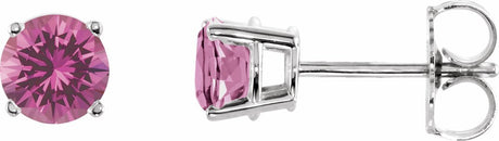14K White Gold 5 mm Natural Pink Tourmaline Earrings
