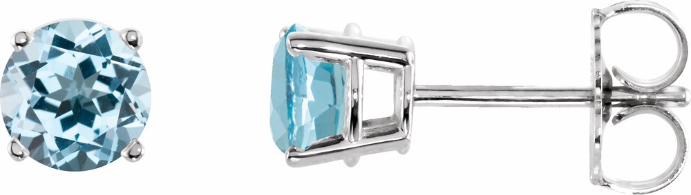 14K White 5 mm Natural Sky Blue Topaz Earrings