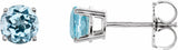 14K White 5 mm Natural Sky Blue Topaz Earrings