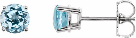 14K White 5 mm Natural Sky Blue Topaz Earrings