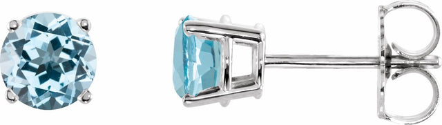 14K White 5 mm Natural Sky Blue Topaz Earrings
