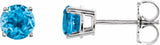 14K White Gold 5 mm Natural Swiss Blue Topaz Earrings