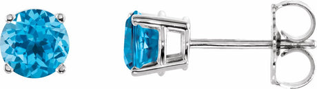 14K White Gold 5 mm Natural Swiss Blue Topaz Earrings