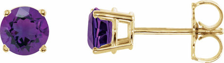14K Yellow Gold 5 mm Natural Amethyst Earrings
