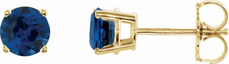 14K Yellow Gold 5 mm Lab-Grown Blue Sapphire Earrings