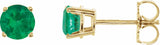 14K Yellow 5 mm Lab-Grown Emerald Stud Earrings