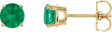 14K Yellow Gold 5 mm Lab-Grown Emerald Earrings