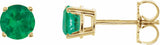 14K Yellow Gold 5 mm Lab-Grown Emerald Earrings