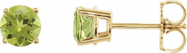 14K Yellow Gold 5 mm Natural Peridot Earrings