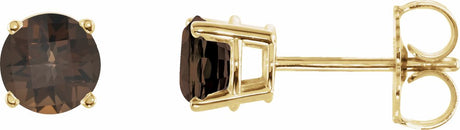 14K Yellow Gold 5 mm Natural Smoky Quartz Earrings