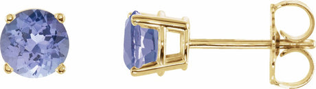 14K Yellow 5 mm Natural Tanzanite Stud Earrings