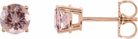 14K Rose Gold 5 mm Natural Pink Morganite Earrings