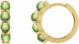 14K Yellow Gold Natural Peridot Cabochon Hinged 14.7 mm  Hoop Earrings