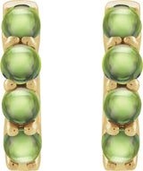 14K Yellow Gold Natural Peridot Cabochon Hinged 14.7 mm  Hoop Earrings