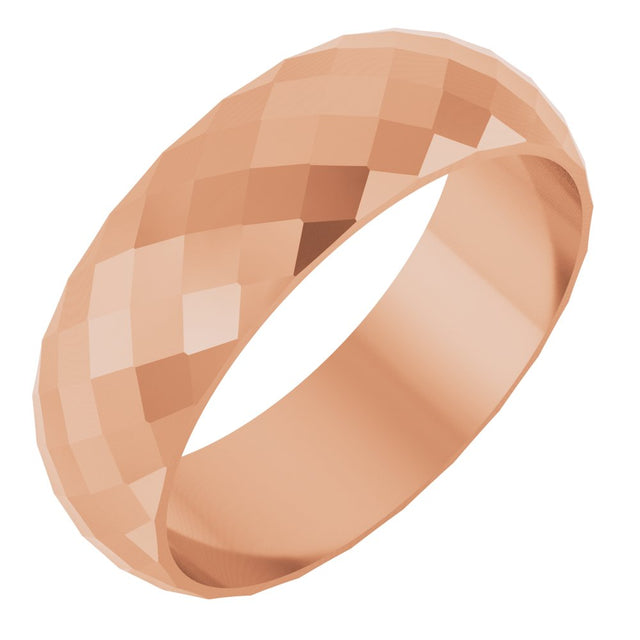 10K Rose Gold 6 mm Diamond Pattern Band Size 10.5