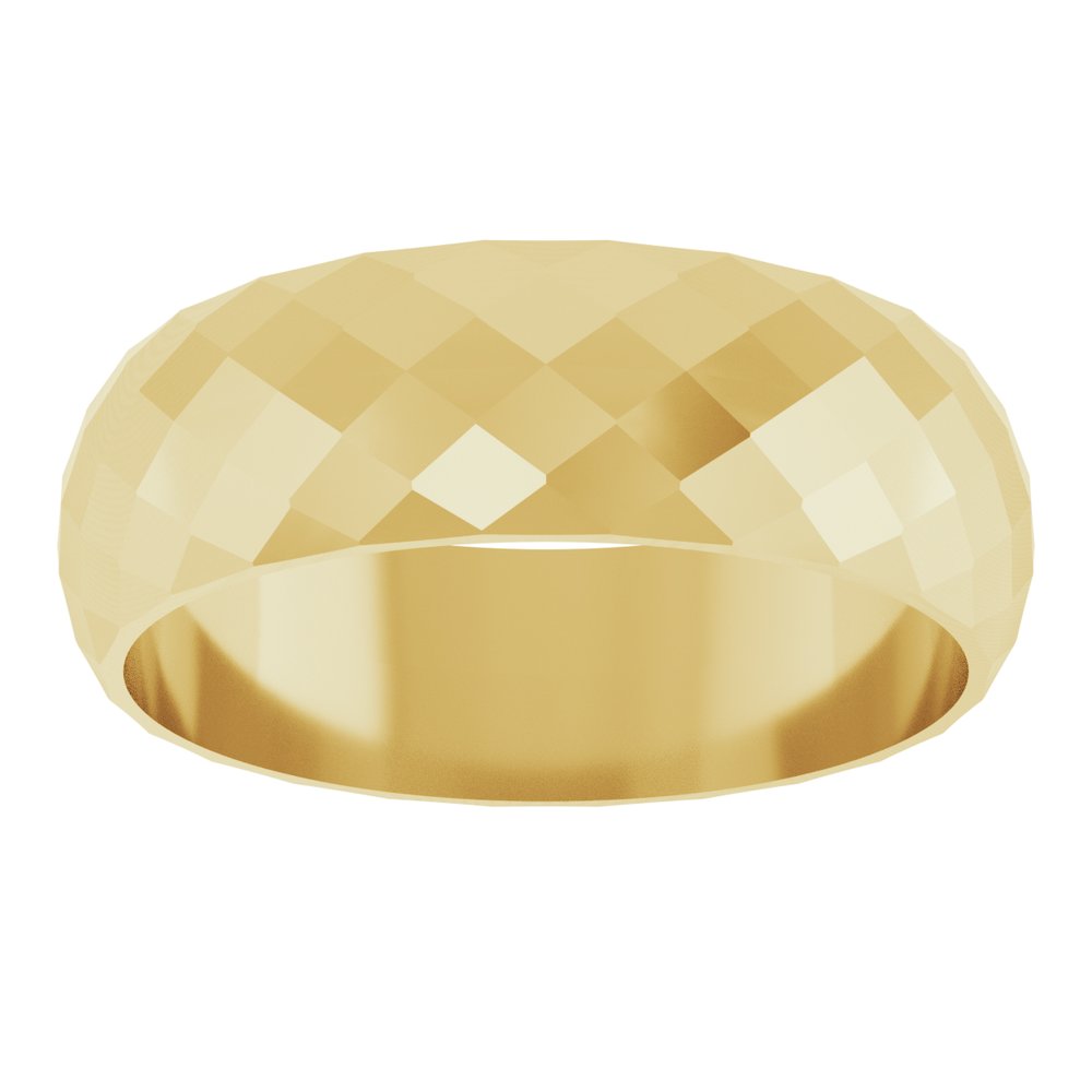14K Yellow Gold 6 mm Diamond Pattern Band