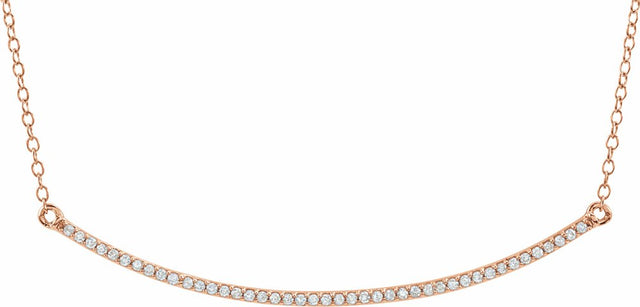 14K Rose 1/6 CTW Natural Diamond Bar 16-18" Necklace