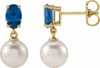 14K Yellow Gold Cultured White Akoya Pearl & Natural London Blue Topaz