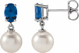 14K White Gold Cultured White Akoya Pearl & Natural London Blue Topaz