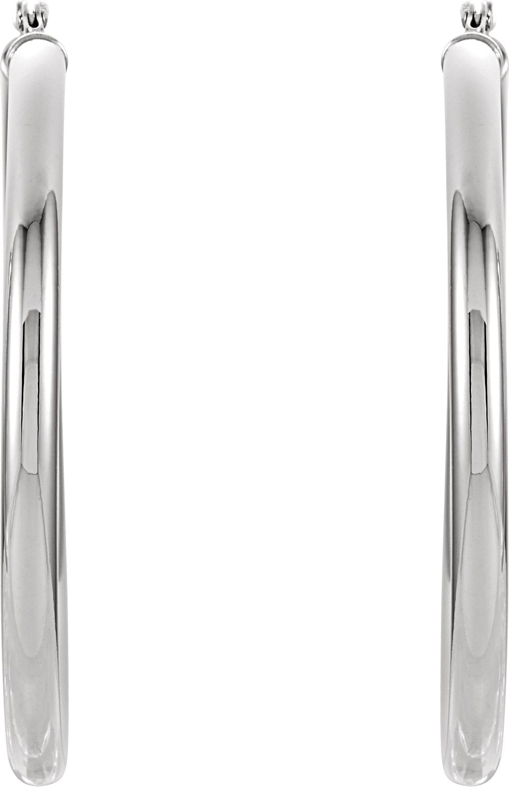 14K White Tube 40 mm Hoop Earrings