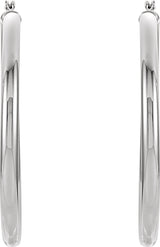 14K White Gold Tube 40 mm Hoop Earrings