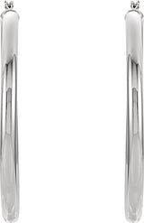 14K White Tube 40 mm Hoop Earrings