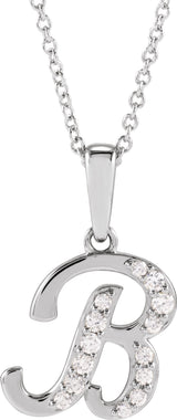 14K White Gold 1/6 CTW Natural Diamond Initial B 18" Necklace