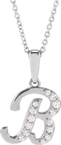 14K White Gold 1/6 CTW Natural Diamond Initial B 18" Necklace