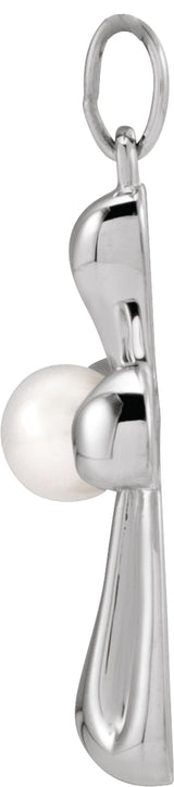 Sterling Silver Cultured White Freshwater Pearl Cross Pendant