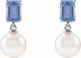 14K White Gold Cultured White Akoya Pearl & Natural Tanzanite