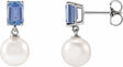 14K White Gold Cultured White Akoya Pearl & Natural Tanzanite