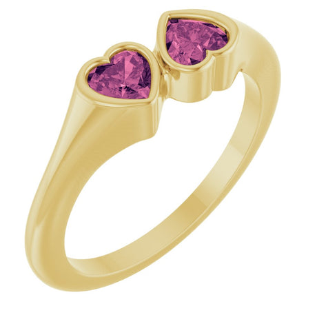 14K Yellow Gold Natural Pink Tourmaline Two-Stone Ring