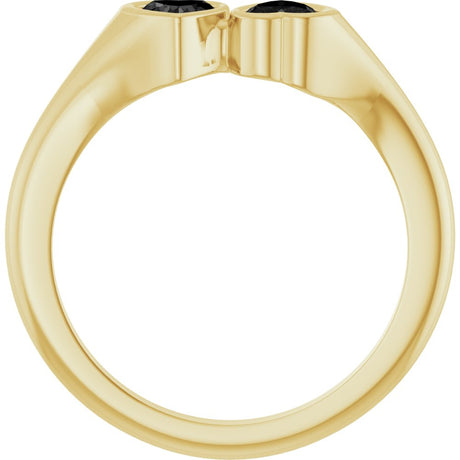 14K Yellow Gold Natural Onyx Two-Stone Ring